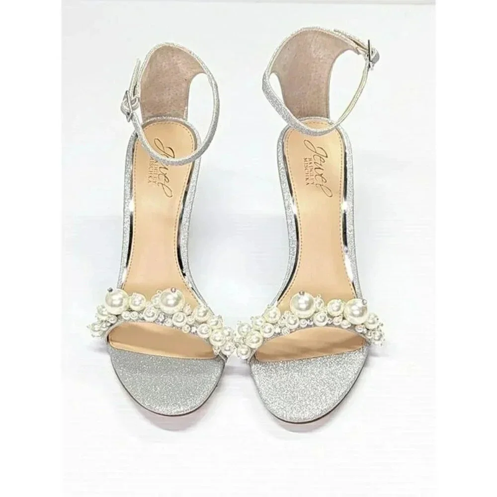 Jewel Badgley Mischka Laurence Women's Silver Wedge Heel Size 8 M (MSRP $119)